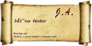 Jóna Andor névjegykártya